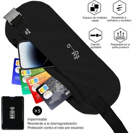Lumbor37 Cinturón de Viaje, Cinturón de Viaje Antirrobo con Protección RFID, Funda de Bloqueo RFID, Deporte Cartera Antirrobo, Cremallera Segura y Bolsa Oculta para Pasaporte