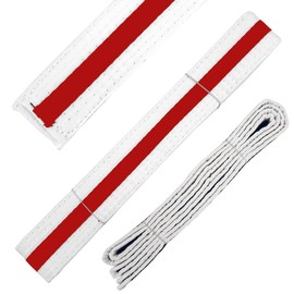 Martial Arts Belt White Belt with Mixed Color Stripe for Martial Arts - Taekwondo Karate Judo (7, Red Stripe)