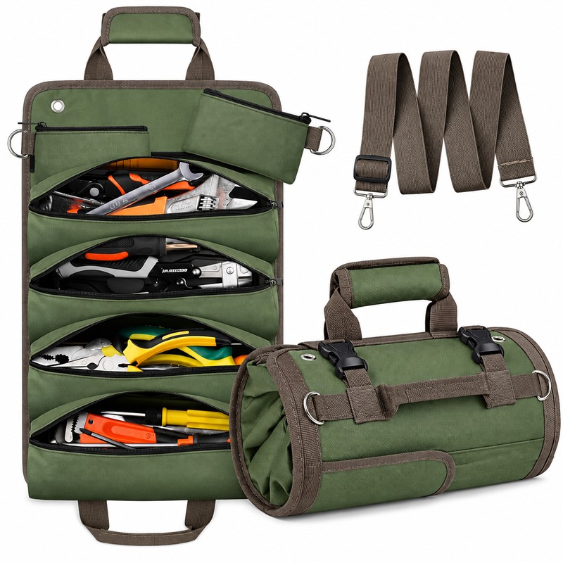 Heavy-Duty Roll-Up Tool Bag – Portable Oxford Fabric Tool Organizer