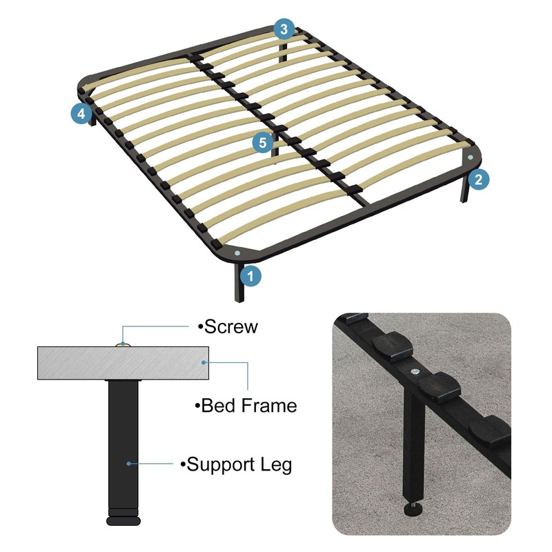 sourcing map 2pcs Adjustable Height Bed Frame Support Legs Replacement