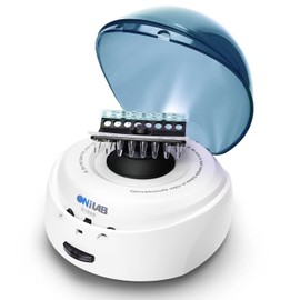 ONiLAB's Scientific Mini Centrifuge 5000RPM, 1360 x g RCF, Lab Benchtop Centrifuge with 2 Rotors for 8 x 0.2/0.5/1.5/2.0ml and 0.2mL×32 PCR Strips, Low Noise≤45dB, 100-240V,Blue lid