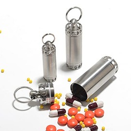 67 mm Pill Box Key Ring Waterproof Key Ring Mini Storage Box Small Capsule Waterproof Pill Box for On the Go Pill Box Small