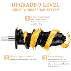 MegaWise Pro 2025 Updated Slow Masticating Juicer, 95% Juice Yield, 2-Speed & 9-Segment Spiral Cold Press, for Vegetables Fruits Nuts, Enhanced Nutrition Better Taste