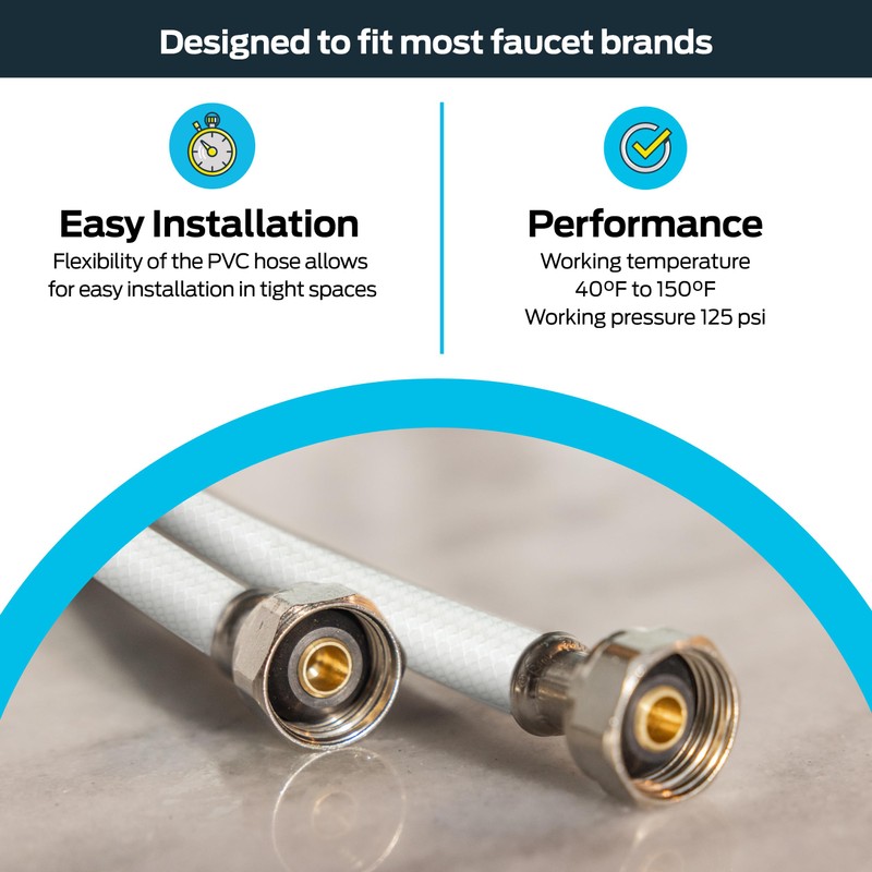 Eastman 30 Inch FIP Flexible Faucet Connector, 1/2 x 1/2
