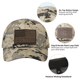 VisionTac Tactical Hat with Flag Patch Camo Military Army Hats Adjustable Trucker Baseball Cap Soft Top for Shooting, Tactical Digital Camo - Earth, One Size