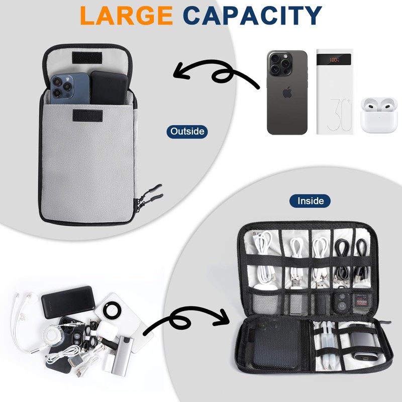 Cozary Cable Bag Electronic Cable Organiser, Universal Cable Organiser Bag