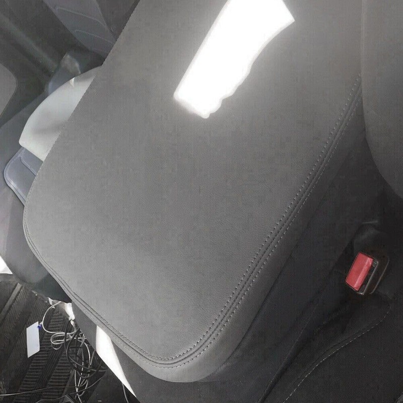 YUOQDKE Leather Center Console Lid Armrest Cover Gray for Dodge