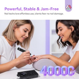 SAVILAND Professional Nail Drill 40000 RPM: Portable Electric Nail Drill Kit File Machine with Ceramic Nail Bit Sanding Bands for Quick Acrylic Removal Manicure Salon Home Use, Black Diamond