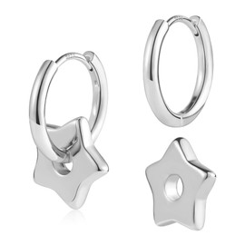 ALEXCRAFT Hoop Earrings Heart Earrings 14K Gold-Plated / Silver 925 Hanging Small Women's Gift for Women Girlfriend Mum Girls, Brass, No Gemstone