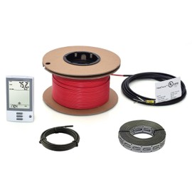 20 sqft 240V HeatTech 15-25 sqft Electric Radiant Floor Heating Cable System Kit, 80 ft Long Heating Cable + Digital 7-Day Programmable Thermostat UDG-4999 with Built-in GFCI and Floor Sensor