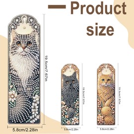 SHEGZHUC Set of 3 Diamond Painting Bookmarks Craft Diamond Painting Bookmark Diamond Painting with Three Cats Diamond Painting Animals Diamond Painting Art Embroidery Cross Stitch Pictures Gift