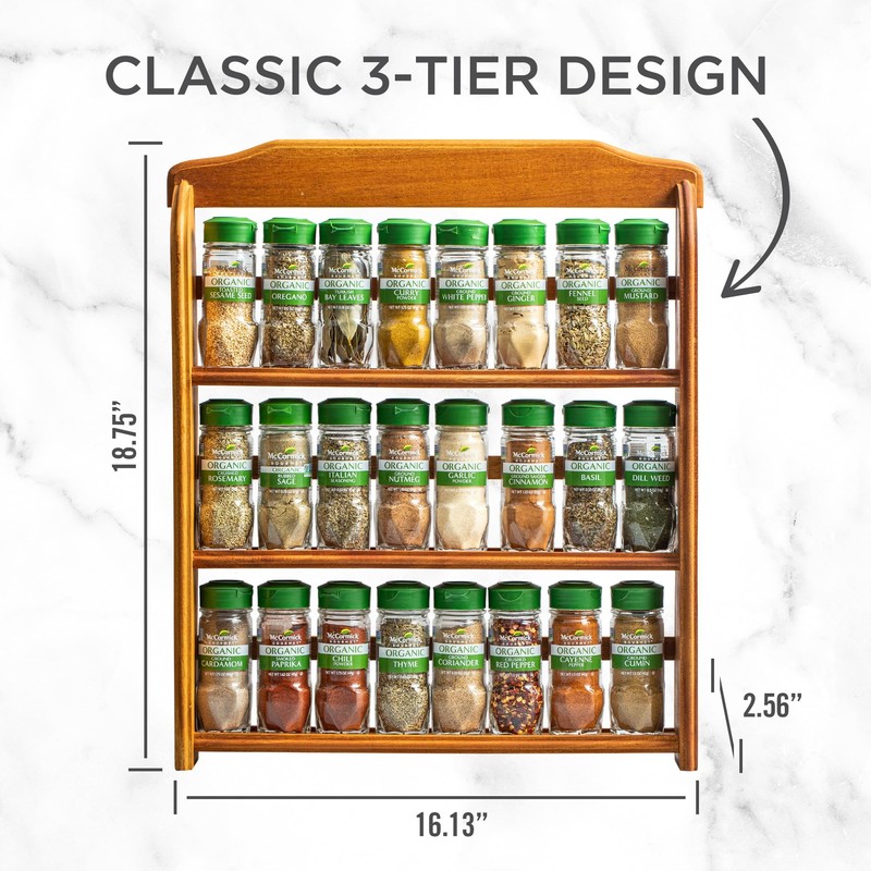 McCormick Gourmet Three Tier Wood 24 Piece Organic Spice Rack