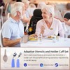 Ehucon Adaptive Cutlery with Universal Elastic Utensil Holder Cuff Set,Eating