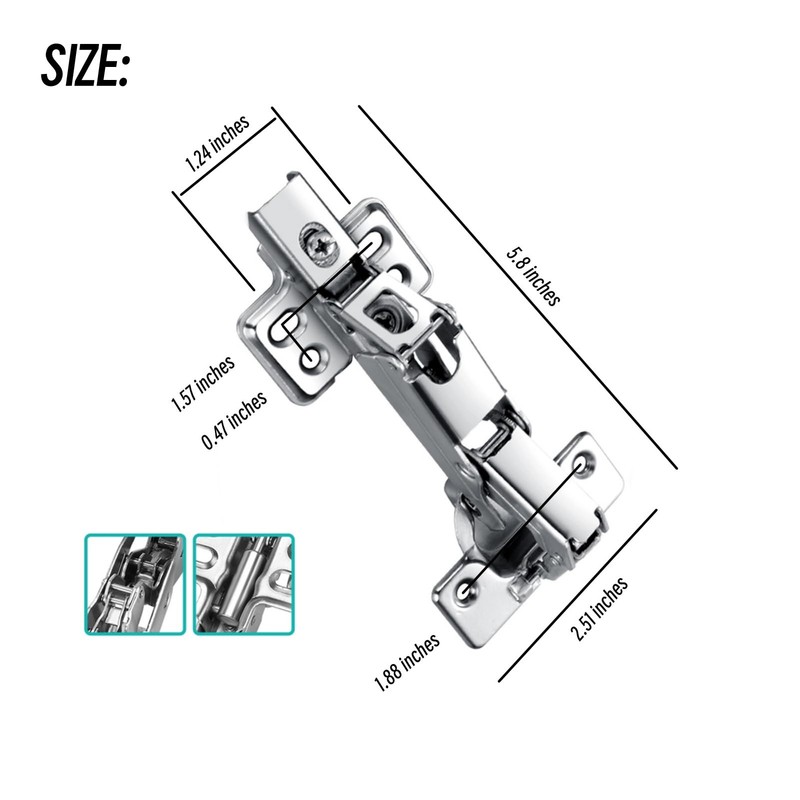 Kitchen Cabinet Hinges (1 Pair, 2 PCS) 165 Degree Full