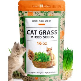 1 Pound Cat Grass Seeds for Indoor Cats & Pets - Ready to Eat in 7 Days - Quick & Easy to Grow | Cat Grass for Digestion & Hairballs | 100% Non-GMO Heirloom Oat Barley Seeds