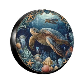 Sea Turtles Spare Tire Cover Wheel Protectors Weatherproof Sun Protection Covers Universal for SUV Jeep Travel Trailer 15"