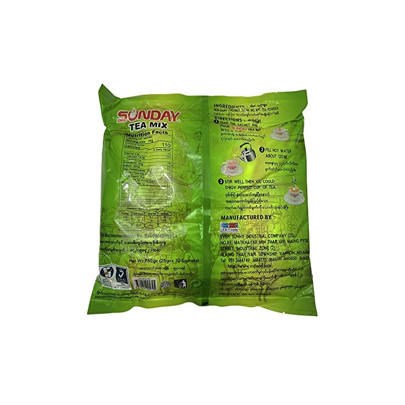 Sunday Myanmar Tea Mix 3in1 (25g x 30 Sachets) 750g
