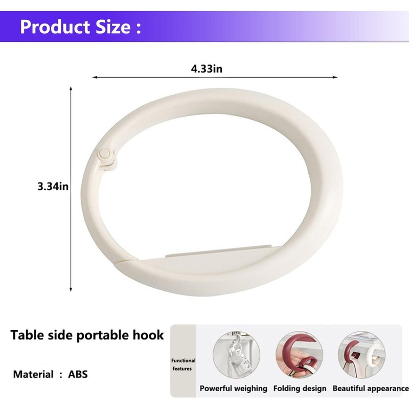 Round Purse Hooks for Tables and Bars, 3Pcs Round Handbag