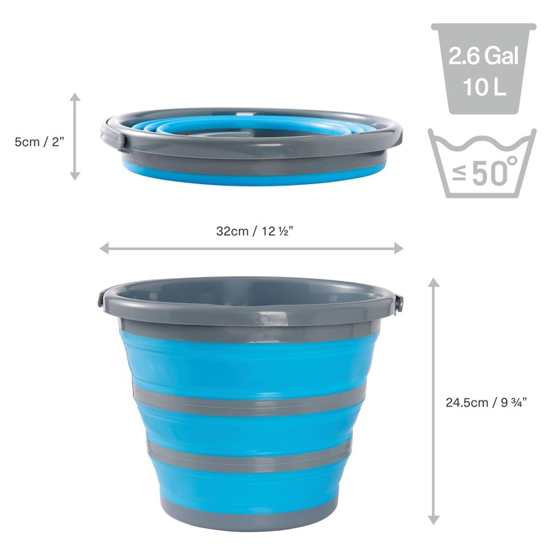 BRAMBLE 10 Litre Collapsible Bucket Portable Cleaning Fishing Camping Silicon,