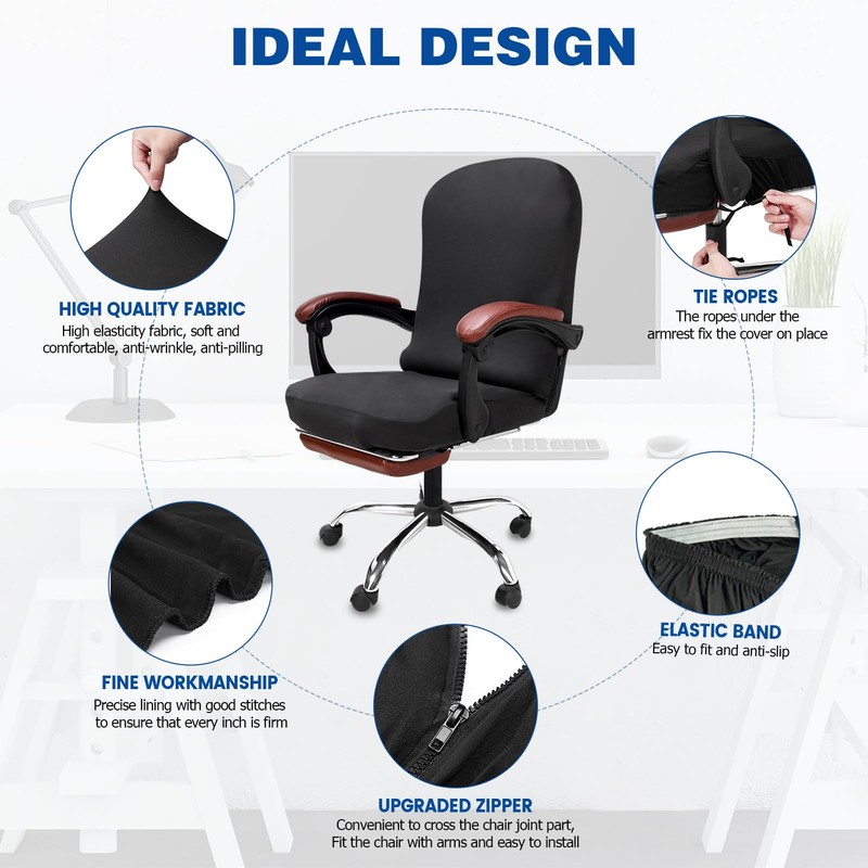 NeColorLife X-Large Office Chair Cover with Armrest – Stretchable Chair