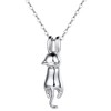 EAVUYIS Cat Necklace Chain Women's Silver 3D Cute Pendant Friendship