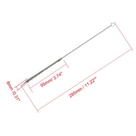 sourcing map 8mm Diameter Steel Wire Tube Cleaning Brush 285mm Length 5pcs