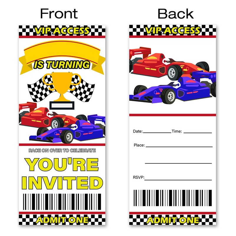 VAHATAN Race Car Birthday Party Invitations 20 Pack Race Car