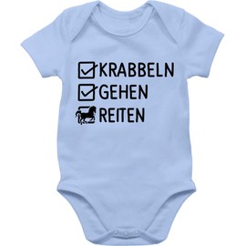 Shirtracer - Baby Body Boy Girl - Horses - Crawling Walking Riding I Riding Evolution Rider I Horse Lover Gift Rider, 2 baby blue, 3-6 months