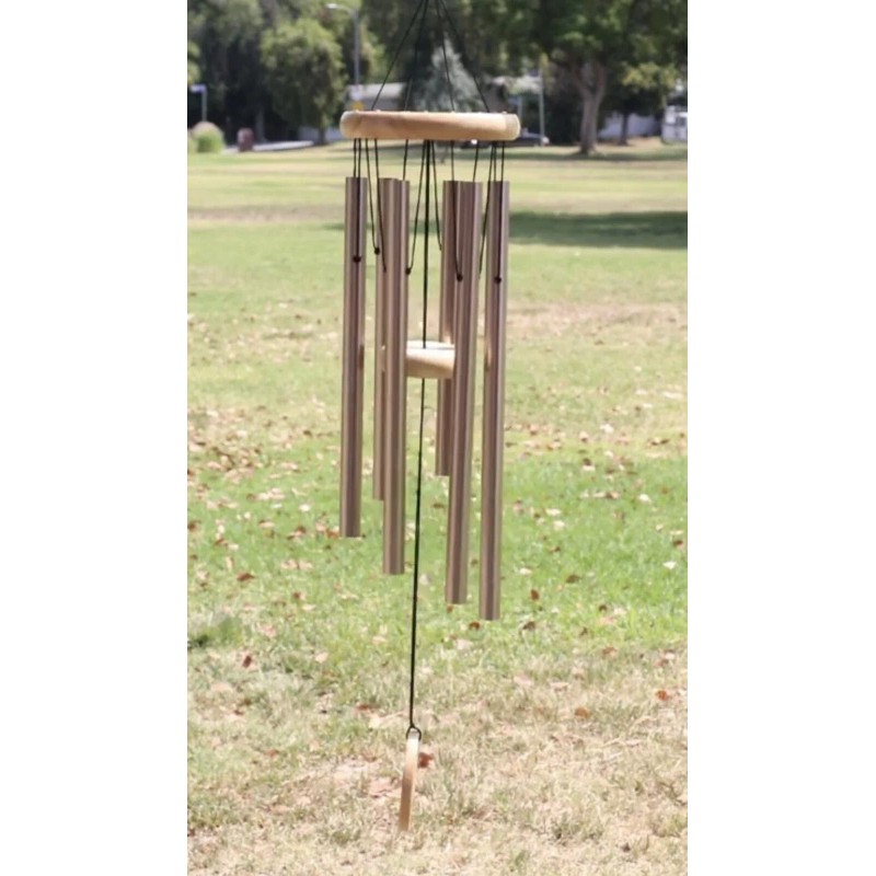 exhart, 30-in Champagne + Wood Metal Wind Chime