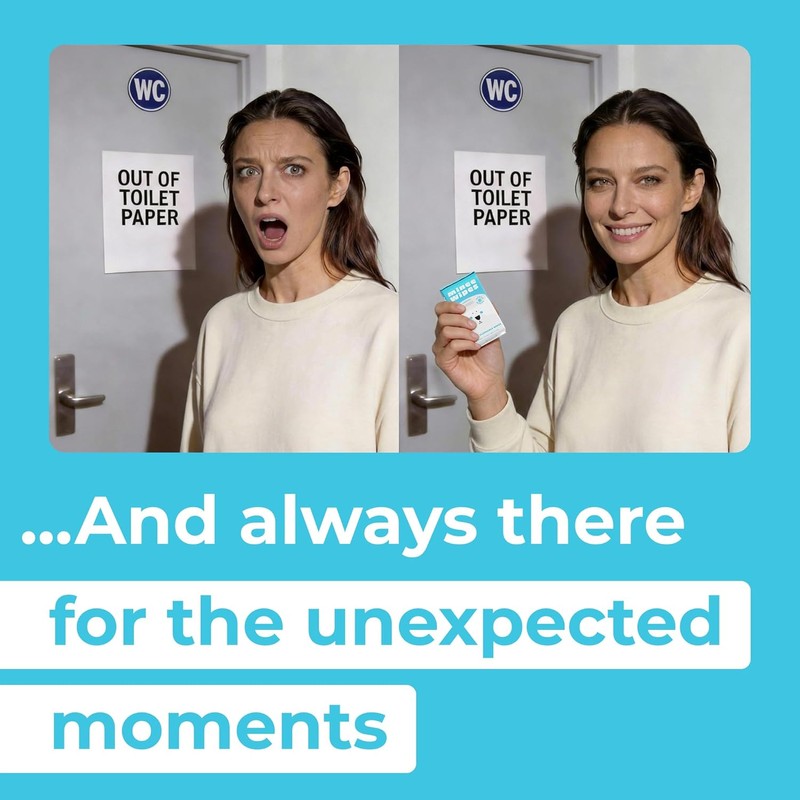 Impossibly Compact Travel Flushable Wipes - 99.5% Water and Aloe