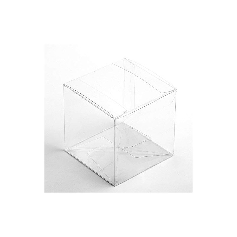 7cm Clear Cube Wedding Favour Boxes (Pk 10 flat packed,