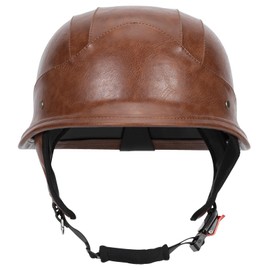 LNCHAO German Style M35 Handmade Leather Retro Motorcycle Helmet 1/2 Vintage Half Face Helmet for Adults Men & Women DOT Approved,Open Face Helmets for Cruiser Scooter Chopper (Reddish Ochre,Large)