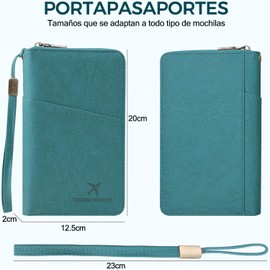 Porta Pasaporte de Cuero PU, Porta Pasaporte con Bloqueo RFID, Portapasaporte y Visa Gran Capacidad Impermeable, Pasaporte de Viajes con Soporte para Bolígrafo para Familiar, Mujer y Hombre