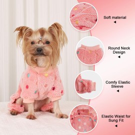 Dog Pajamas XXXS Sized Dog Boy Girl, Cotton Stretchable Pet Dog Sweater Puppy Outfits Jammies Dog Clothes Female Male, Winter Doggie Pjs Doggy Pajamas for XXXS Dogs (Pink, XXXS)