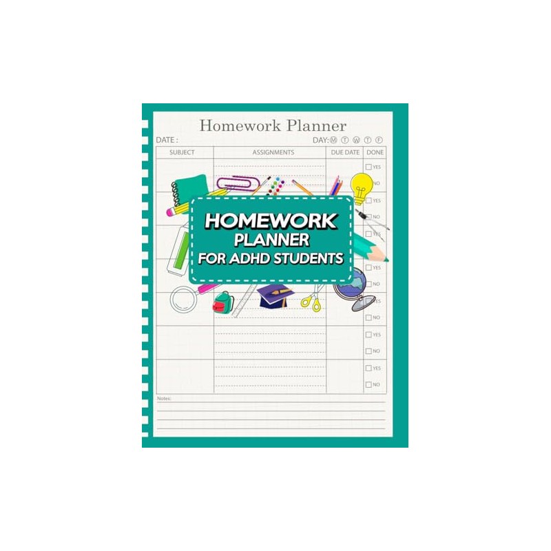Homework Planner for ADHD Students: Undated Daily Assignment Organizer for