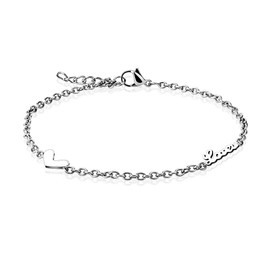 Paula & Fritz® Women's Love Heart Bracelet Multicoloured 316L Surgical Steel 235 mm Charm Bracelet Bracelet Bracelet Jewellery Anklet, Stainless Steel Stainless steel Surgical steel