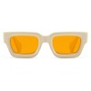 LJCZKA Vintage Thick Frame Rectangular Sunglasses Men Women Retro Sunglasses