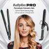 BaByliss PRO Porcelain Ceramic Flat Straightening & Curling Iron DV