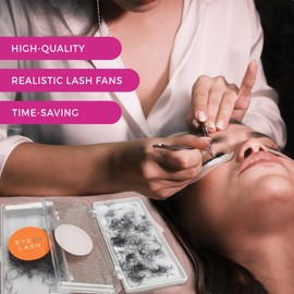 Eyesy Lash 500 Camellia Promade Fans - 8D 0.05 Size 12-14-16mm Curl C - Natural Premade Lash Fans for Eyelash Extensions 3 Lengths in 1 Loose Pre Made Eyelash Create Depth, Texture, Layer, Volume