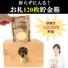 Leiasnow Piggy Bank with Lock, Donation Box, Foldable, Large, 1 Million Yen, 500,000 Yen, Wooden Padlock