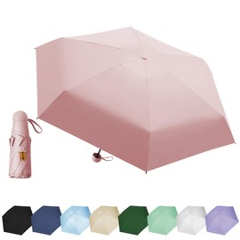 EEPLUYTY Mini Umbrella, Six Bone Umbrella, UV Protection Umbrella, Outdoor Sun Protection Umbrella, Rain or Sunshine Umbrella, UV Protection and Portable, lightpink