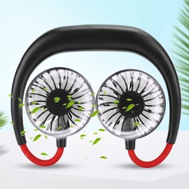 Dpofirs Tragbarer Nackenventilator, Wiederaufladbarer Persönlicher Ventilator, 3-Gang-verstellbarer Wiederaufladbarer -Ventilator, Freihändiger Ventilator für Gaming-Sportarten (Schwarz)