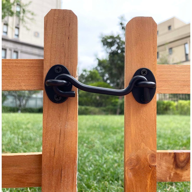 TOPYWMSP Hook and Eye Latch 1pcs 4 Inch Black Stainless