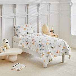 Ruccit Dinosaur Single Duvet Cover Set Boys Girls Kids Quilt Cover Cute Colorful Dino Animal Bedding Set 2pcs,135x200cm
