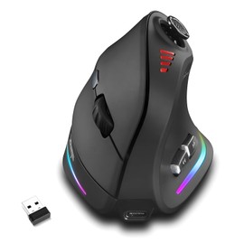 Attoe Gaming Mouse with 5 D Rocker, Wireless Vertical Mouse with [24000 DPI] [12 Programmable Buttons], Computer Mouse for Gamer/PC/E-Sports/Laptop (Black)