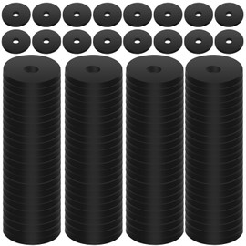 Prasacco Pack of 100 Rubber Washers, Flat Washers Set, Heavy Duty, Abrasion-Resistant, Black Round Rubber Washers for Electrical Connections, Car Repairs, Device Installation