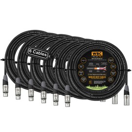 WBC-VALUELINE-2CS (22 AWG) - 6 Units - 60 Foot–Low-Capacitance Shielded Balanced Flexible Microphone, Active-Speaker & Interconnect Cables with Eminence Gold XLR Connectors