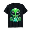 Cute Alien Holding Earth Cartoon Character For Kids T-Shirt