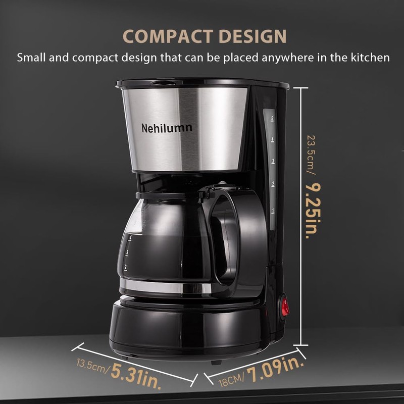 Nehilumn 4-5 Cups Drip Coffee Maker, Coffee Pot Machine Permanent