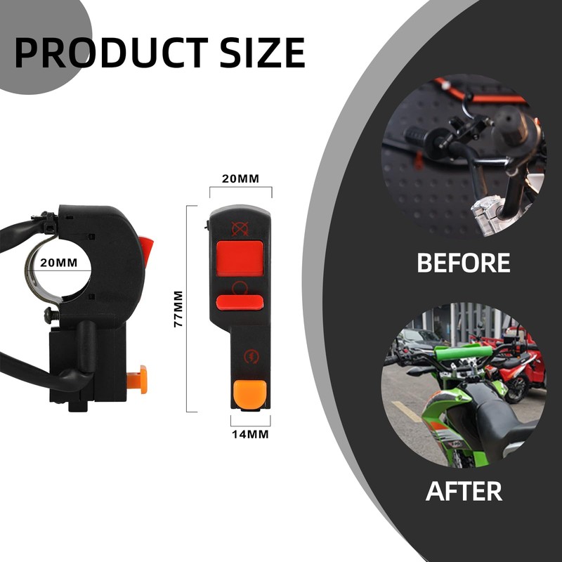 BAORFF Dirt Bike Kill Switch for Hawk 250,Right Handlebar Ignition